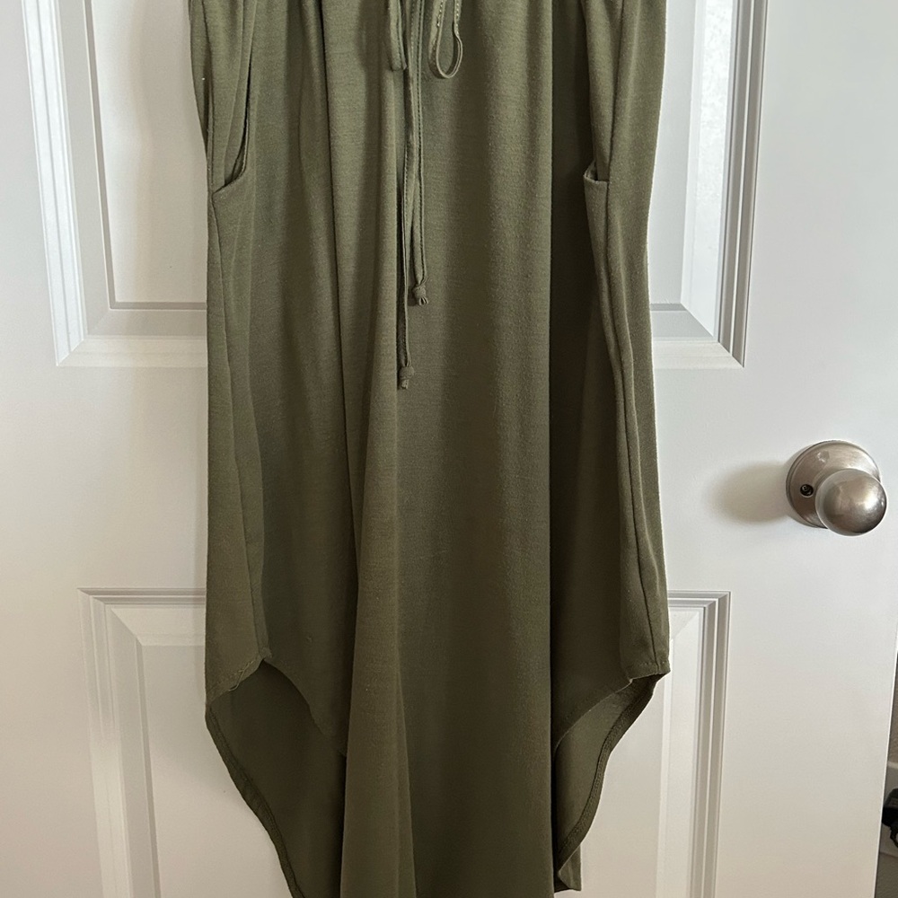 dressbarn Olive Green High Low Dress with tie front - Picture 3 of 5